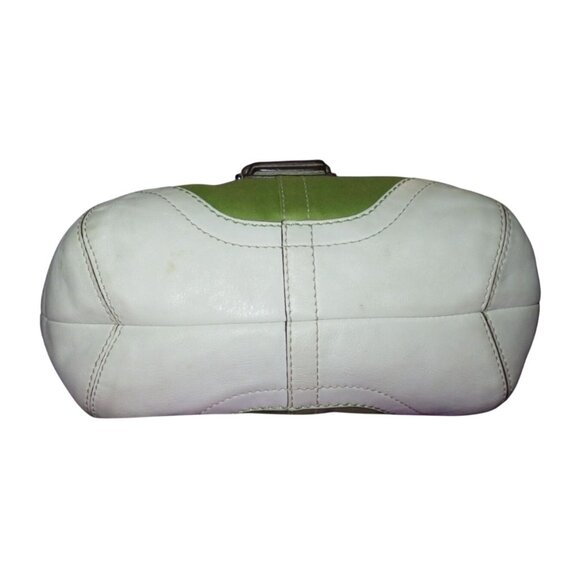 Coach 2006 Soho Canvas & Leather Mini Tote Buckle Front Flap Green & White - Picture 5 of 13